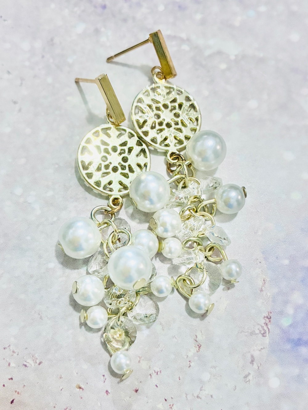 Multiple pearls vintage style earrings